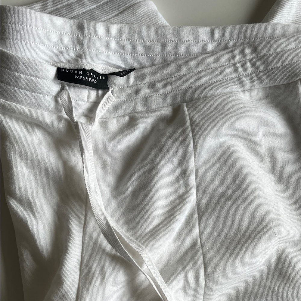 Susan Graver White Drawstring Joggers